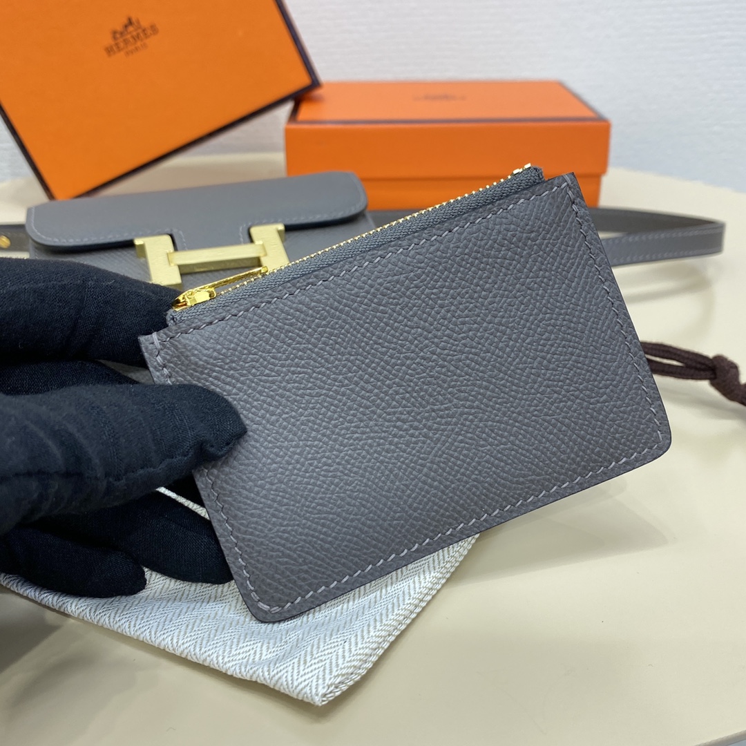 Hermes Constance Slim Wallet Belt Bag In Etain Epsom Leather